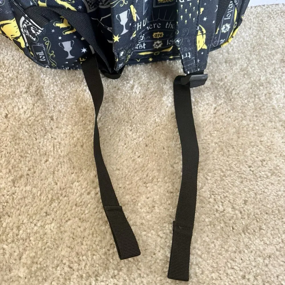 Harry Potter Hufflepuff Backpack Black Yellow Hogwarts House Laptop Bag NWOT